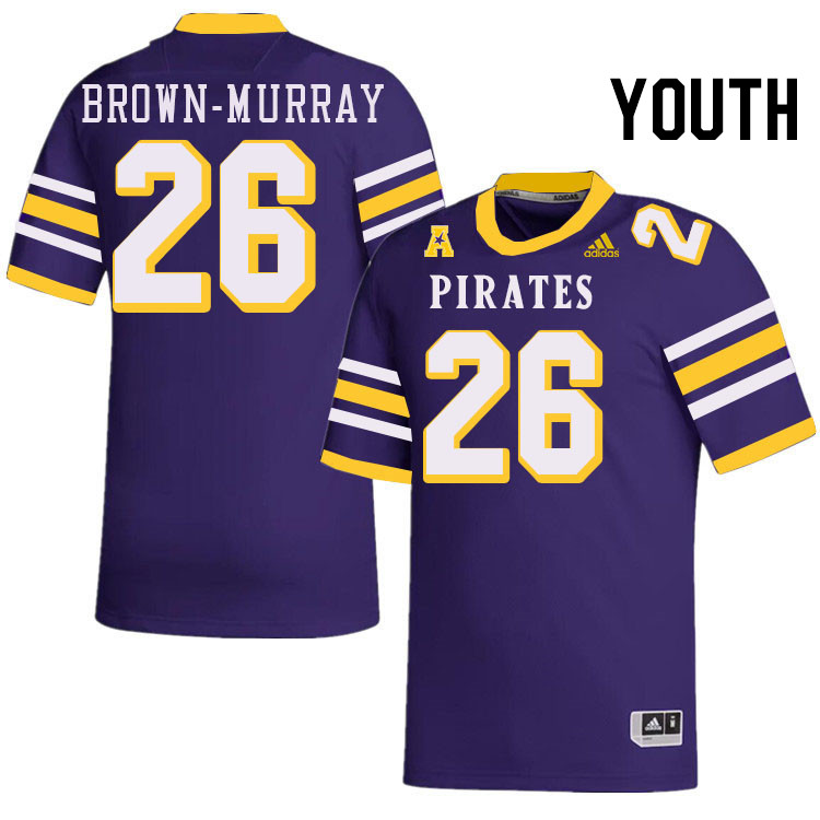 Youth #26 Isaiah Brown-Murray ECU Pirates College Football Jerseys Stitched-Throwback